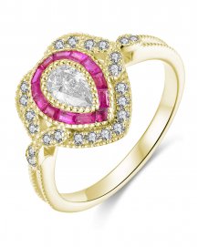 PEAR STYLE RUBY DIAMOND RING (TR4054)